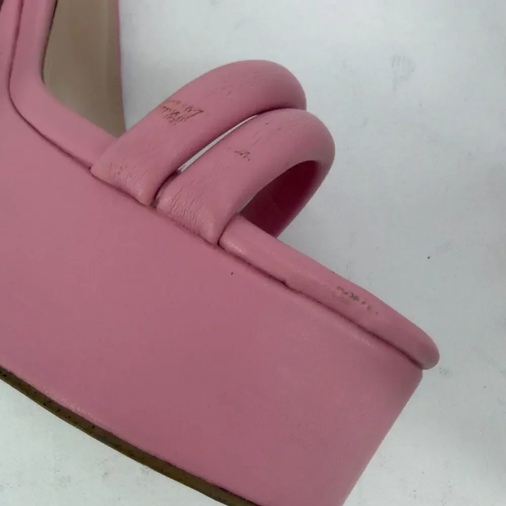 Steve Madden Tille Chunky Platform Sandal Heels size 10 Pink Vegan Leather